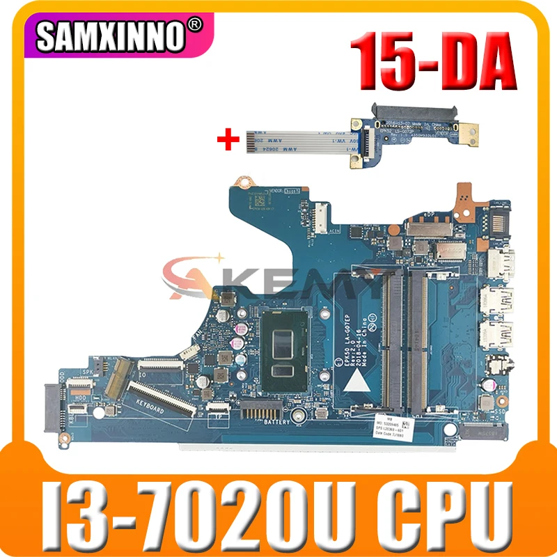 

For HP 15-DA 15-DA0076nr Laptop Motherboard With SR3LD I3-7020U L20373-001 L20373-601 EPK50 LA-G07EP DDR4 100% Tested Fast Ship