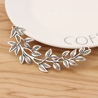 2 pieces tibetan silver large branch leaves connectors charms pendants for necklace jewellery making 87x25mm