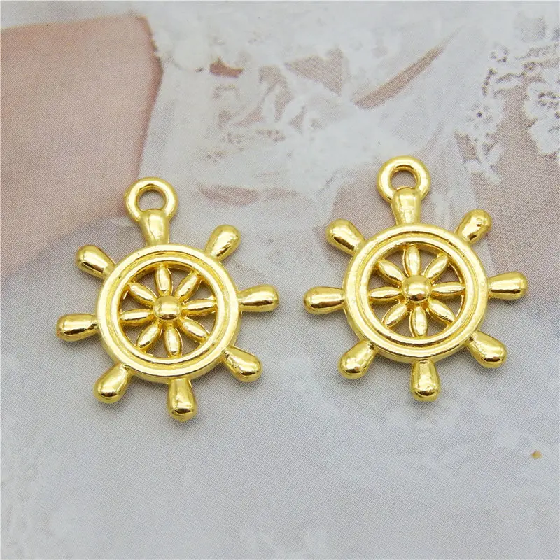 Джули Wang 20 шт. маленькие носки-башмачки с принтом Якорь Подвески золото Цвет