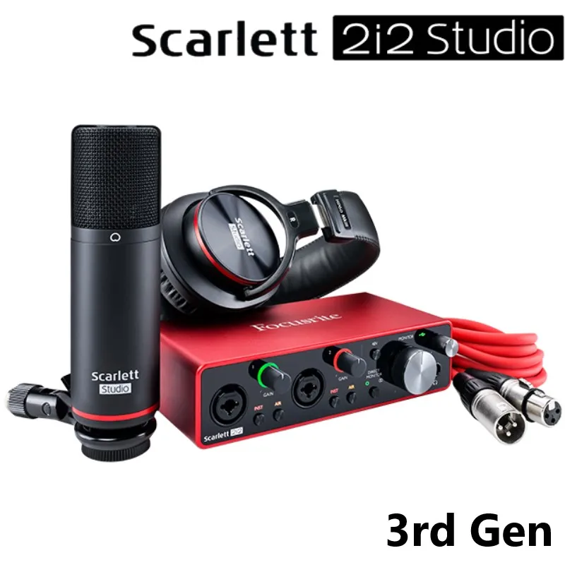 Focusrite scarlett 2i2 studio 3rd Gen 2i2 аудио интерфейс+ CM25 MKIII конденсаторный микрофон+ наушники HP60 MKIII