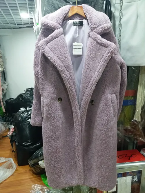 purple Коричневый Для женщин модные Искусственный мех толстый теплый плюшевый длинная куртка пальто зимний женский большой Размеры одежду через Размеры ветровка S-XL - Цвет: purple
