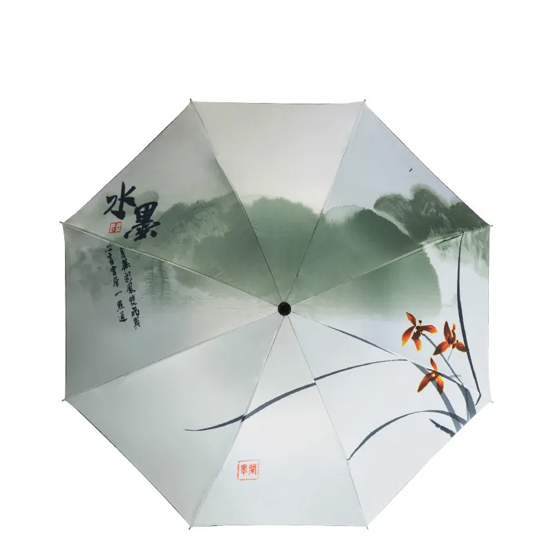 

Водонепроницаемый со складным зонтом, креативная Ретро Китайский светильник автоматический прозрачный зонт дождя для женщин детский зонт...