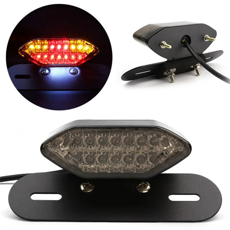 

1Pc 3 colors Multifunction Motorcycle Bike LED Stop Brake License Plate Rear Tail Light Smoke Len Universal