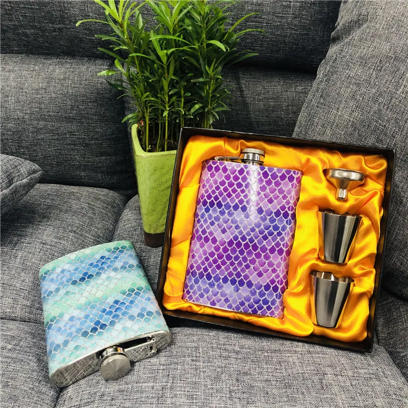 Большой размер 8 унций 304 нержавеющая сталь ликер бедра фляги Рыбная чешуя