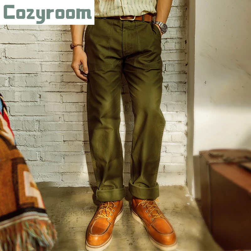 

Cozyroom 8 унций OG-107 Бейкер Брюки прямые мужские повседневные брюки оливково-зеленые
