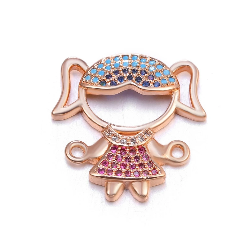 Rose Gold Juya DIY Женские аксессуары, браслеты ручной работы Многоцветный мама мальчик девочка дочь Шарм Разъемы для дружбы ювелирных изделий - Color: Rose Gold
