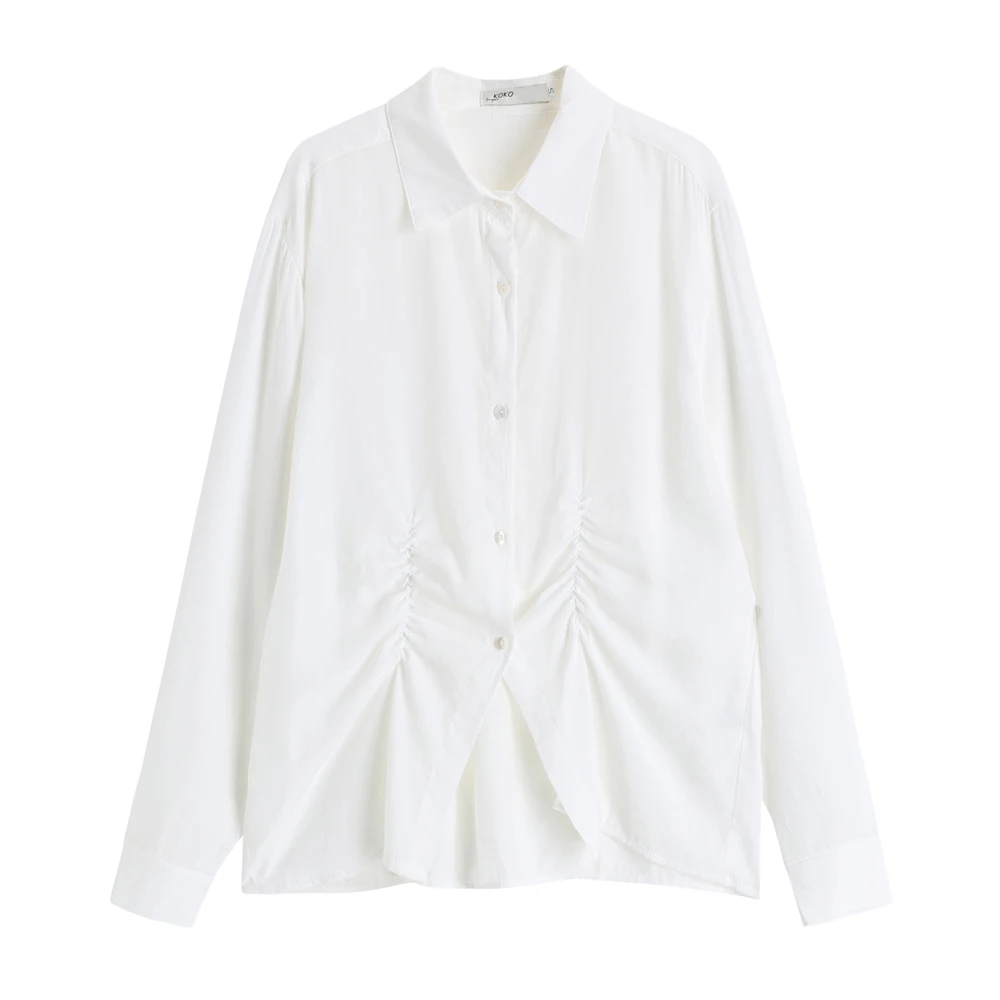 

COIGARSAM French Style Full Sleeve Shirt Womens tops New Spring Vintage Women shirts White 6529