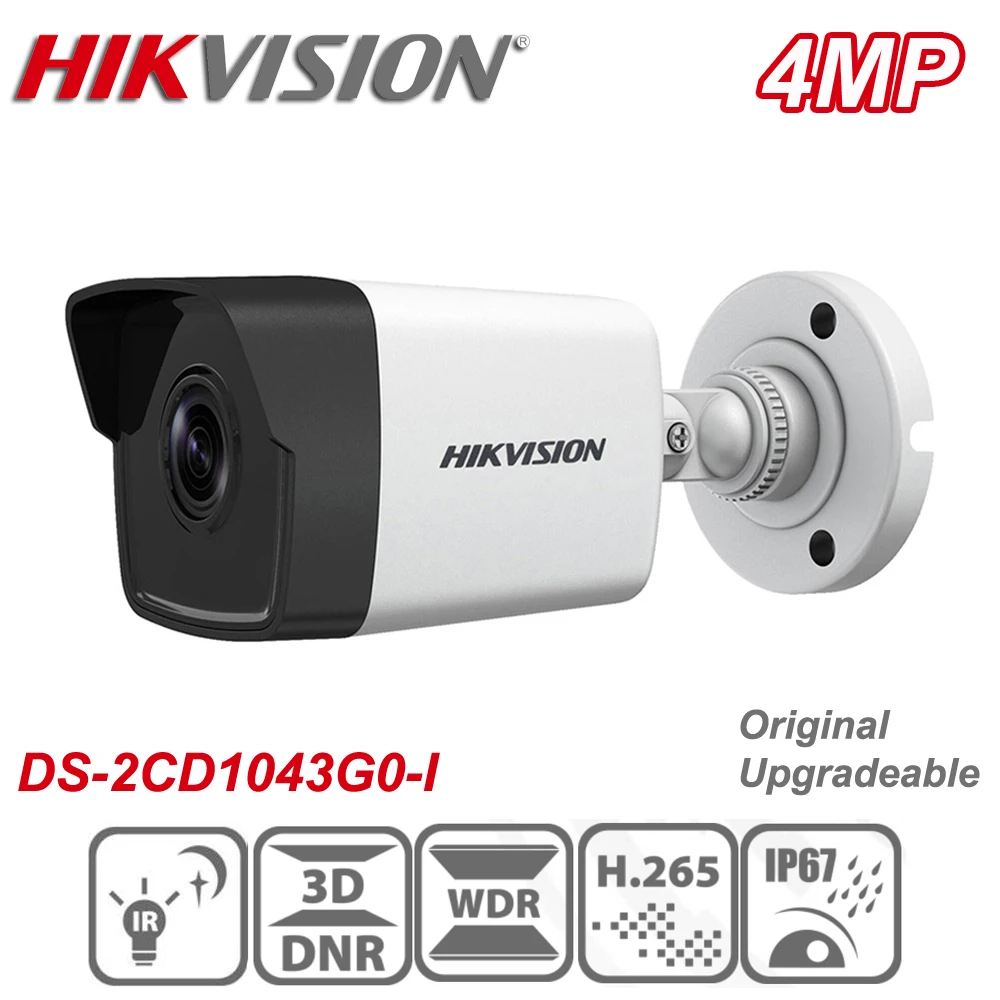 Оригинальная Hikvision DS 2CD1043G0 I 4MP POE IR H.265 IP67 WDR сетевая цилиндрическая IP камера|Камеры