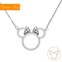 cartoon mouse zircon pendant necklace titanium steel chain necklace inlaid zircon fashion trendy women jewelry birthday gift