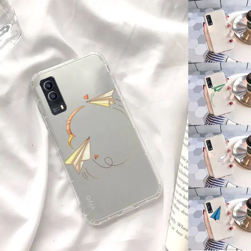 

paper airplane Childhood flying Phone Case Transparent For VIVO X 60 50 30 27 23 21 20 pro plus S i + Soft TPU Clear Mobile bags