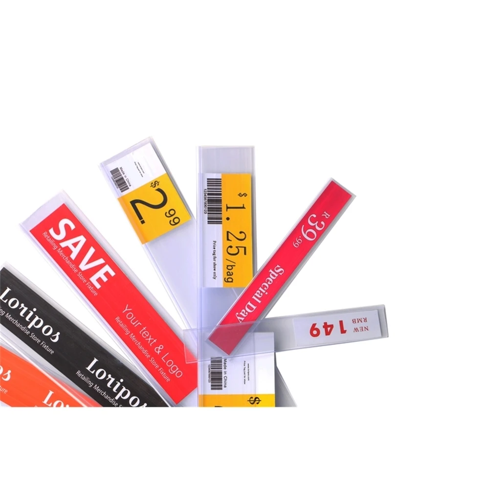 

Adhesive Flat Data Strip Sticky Sign Clip Price Tag Display Supermarket Store Shelf Talker U Channel Guard Strip Banner Cover