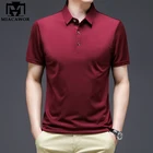 Рубашка-поло мужская с коротким рукавом, Классическая Повседневная сорочка, приталенный силуэт, однотонная, T1026, на лето