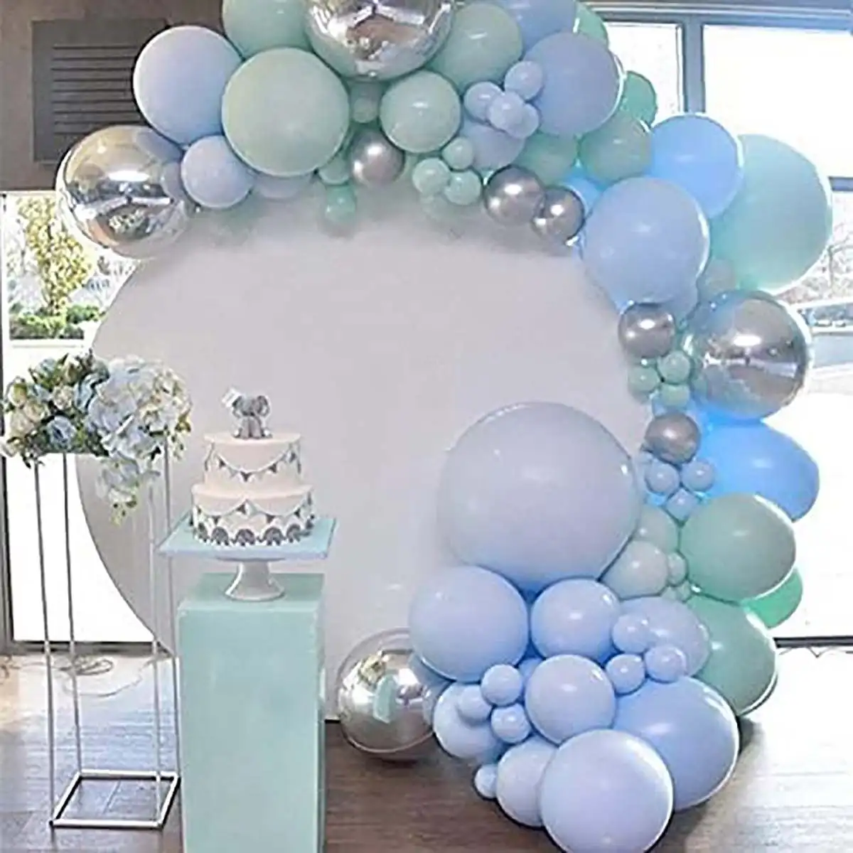

220cm Pure White Black Round Circle Backdrop Cover Wedding Baby Shower Birthday Party Decor Elastic Photo Background Banner
