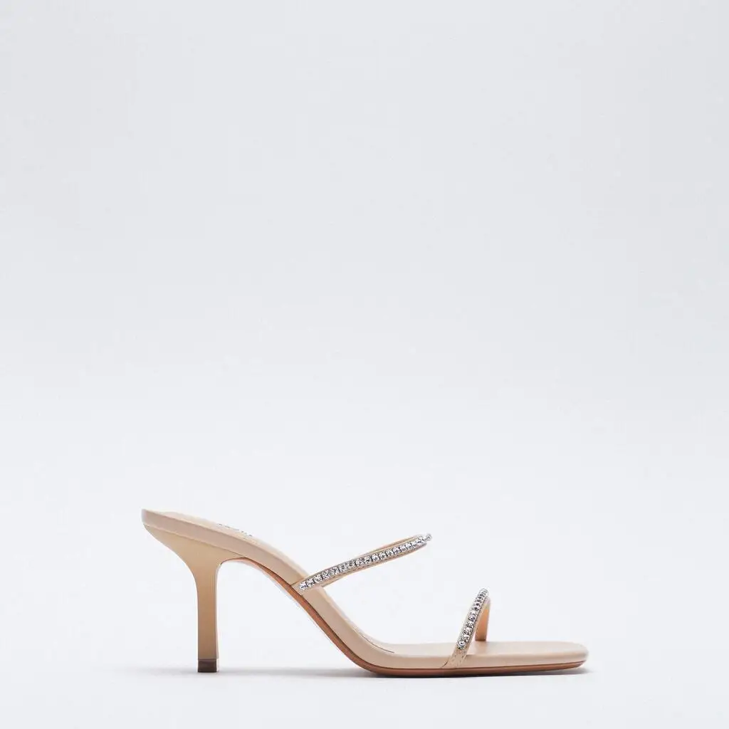 

new women's shoes black square head bright lace high heel sandals women's thin heel