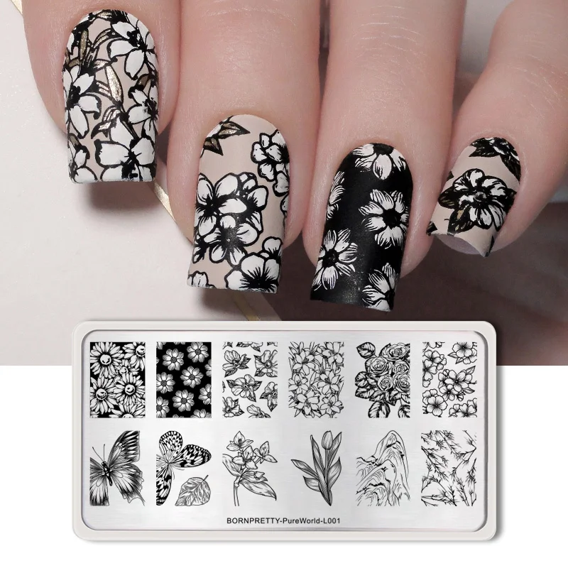 Pattern 17 BORN PRETTY геометрические штамповки для ногтей шаблон цветочный художественный дизайн нержавеющая сталь дизайн ногтей штамп изображения пластины для DIY штамповки - Цвет: Pattern 17