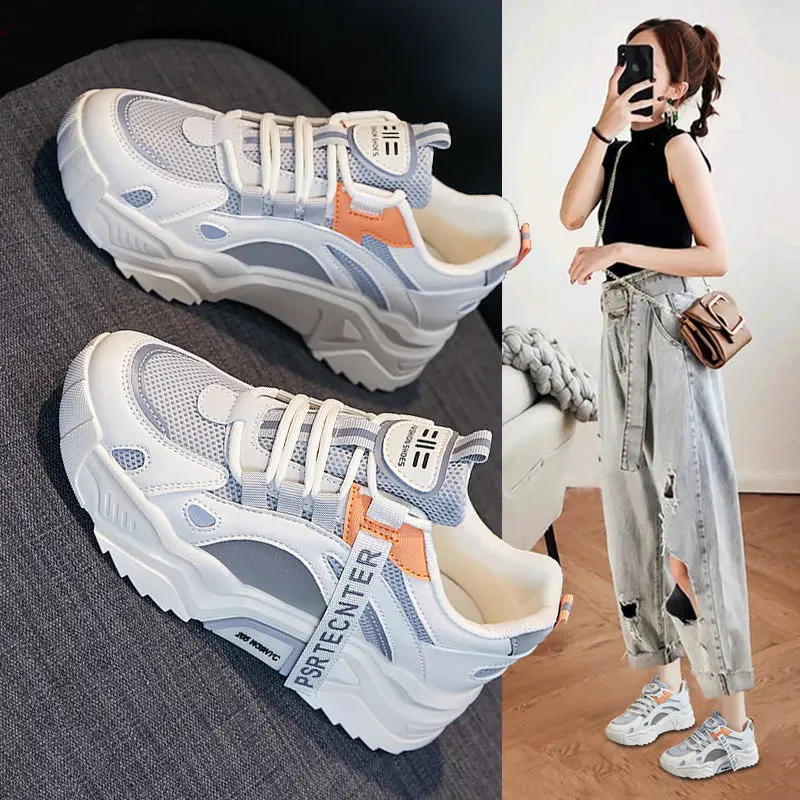 

NAUSK 2021 New Women Fashion Sneakers Street Girl Comfortable Breathable Mesh Patchwork Casual Sport Shoes Cool Trainers