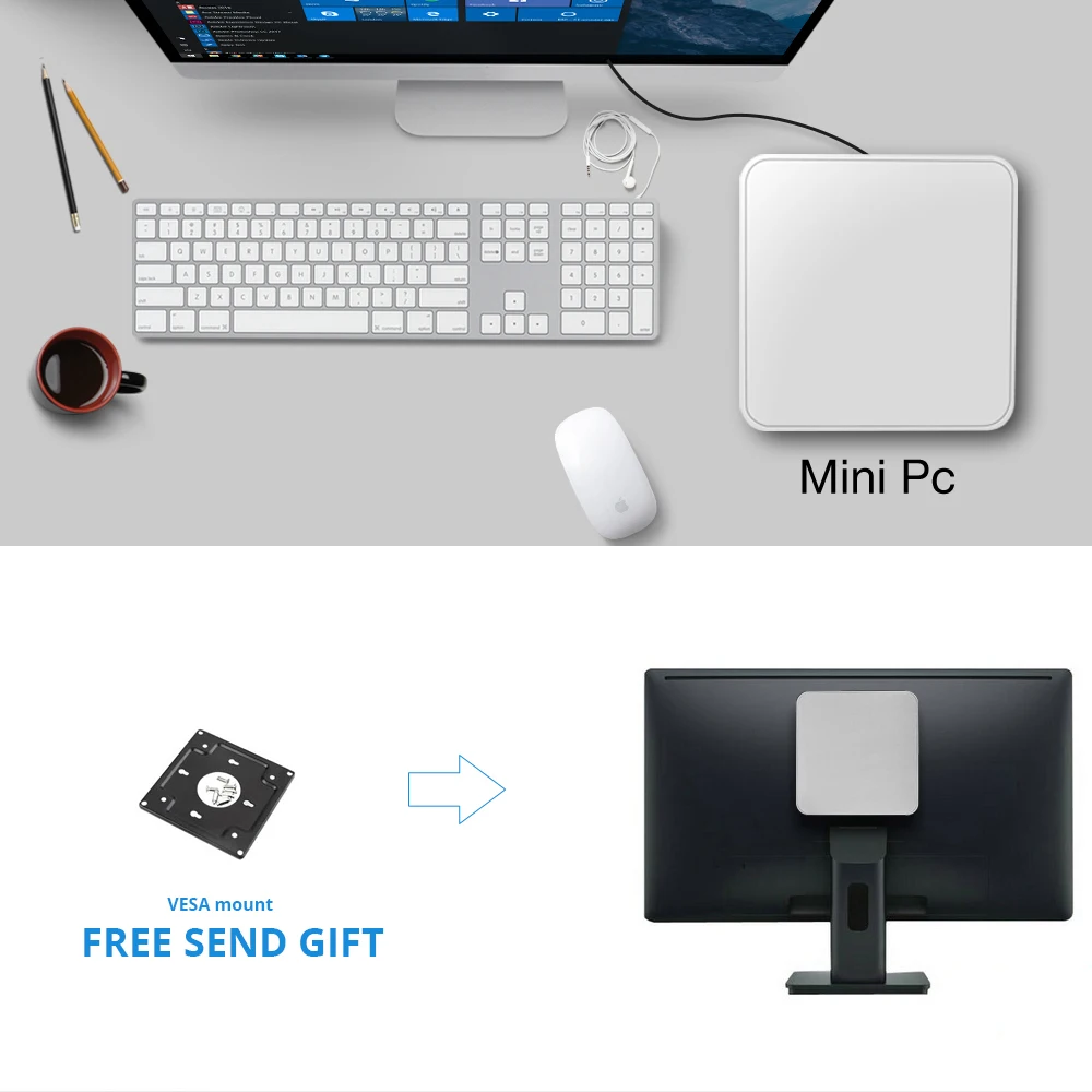 XCY Mini PC Intel Core i7 6500U i5 6300U Windows 10 Linux 4K UHD HTPC HDMI VGA WiFi Gigabit Ethernet 6USB Office Computer