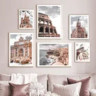 Картина на холсте, с изображением путешествий по миру, города, парижской башни, Рим, Лондон
