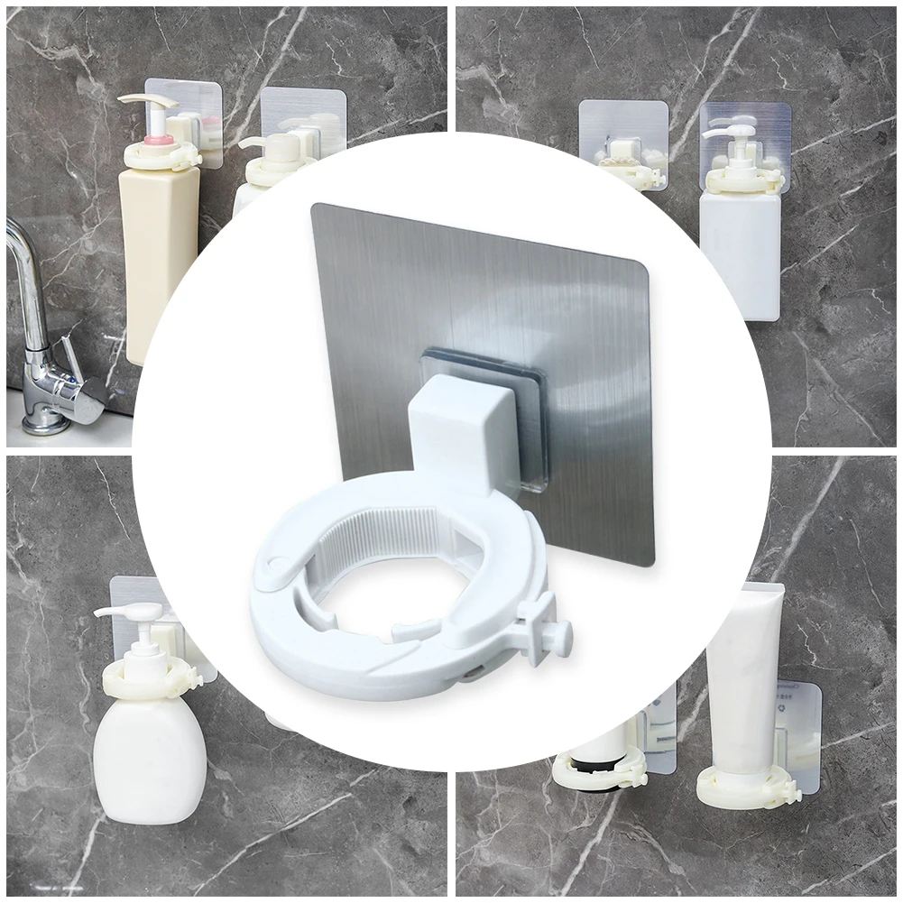 

Wall Mounted Shampoo Bottle Shelf Shower Gel Bottle Rack Hook Self Adhesive Holder Hanger for Sanitizer Shampoo Bathroom Supply