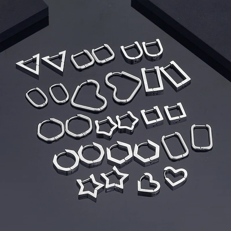 

1PRS Stainless Steel Punk Mini Geometric Earrings Trendy Earrings For Women Men Fashion New Gift Party Gothic Steel Jewelry
