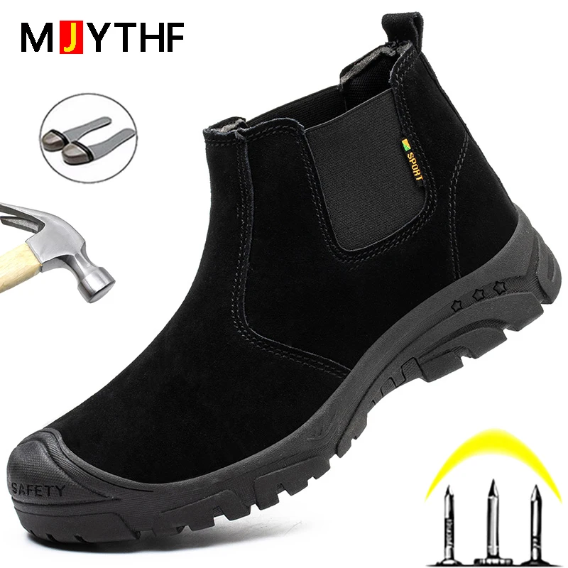 

2021 New Men Boots Safety Shoes Work Men Welder Shoes Lightweight Chelsea Boots Men Work Shoes Indestructible Industrial Shoes