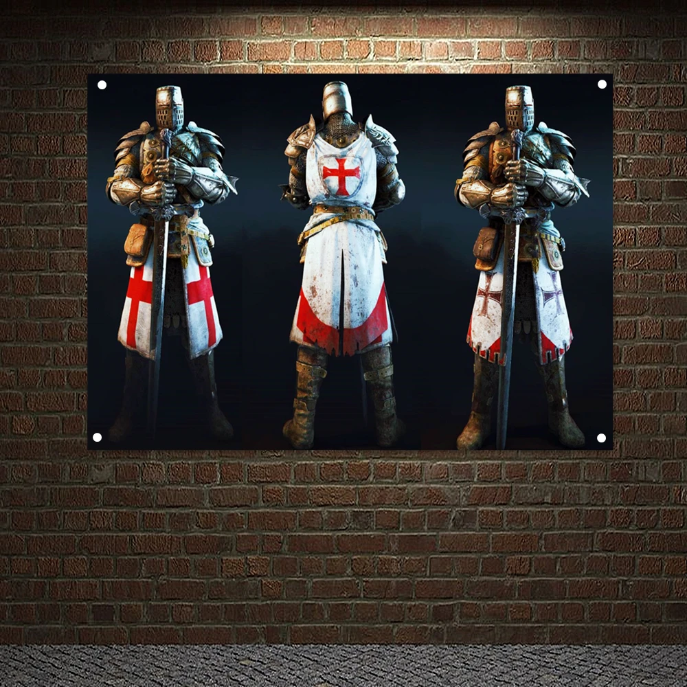 

Vintage Knights Templar Fantasy Art Posters Wall Decor Crusader Banner Flag Wall Sticker Canvas Painting Mural Home Decoration 8