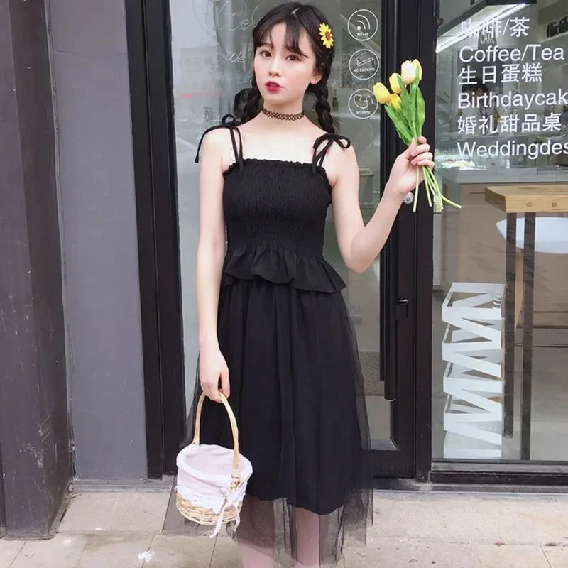 

Summer Sweet Ruched Spaghetti Strap Top+mesh Midi Skirt Two Piece Set Women Casual Ruffle Chiffon Skirt Suit Office Party Dress