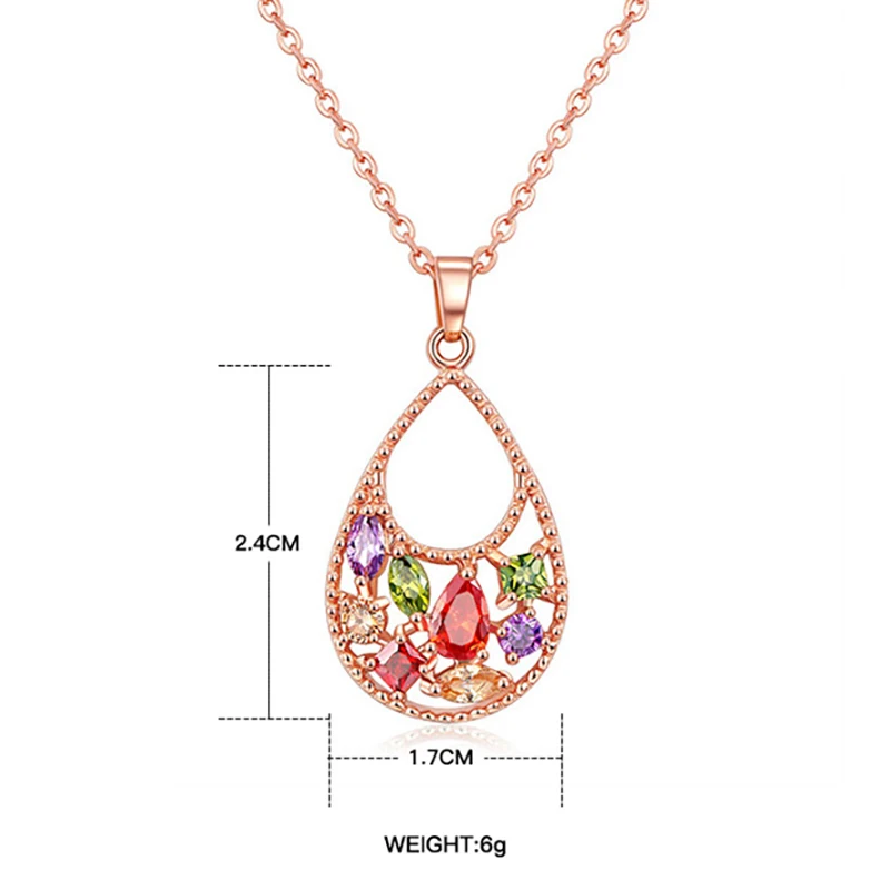 

Newest Top Quality Cubic Zirconia Champagne Gold-Color CZ Flower Round Pendant Necklaces For Women Lady Girls Xmas Gift