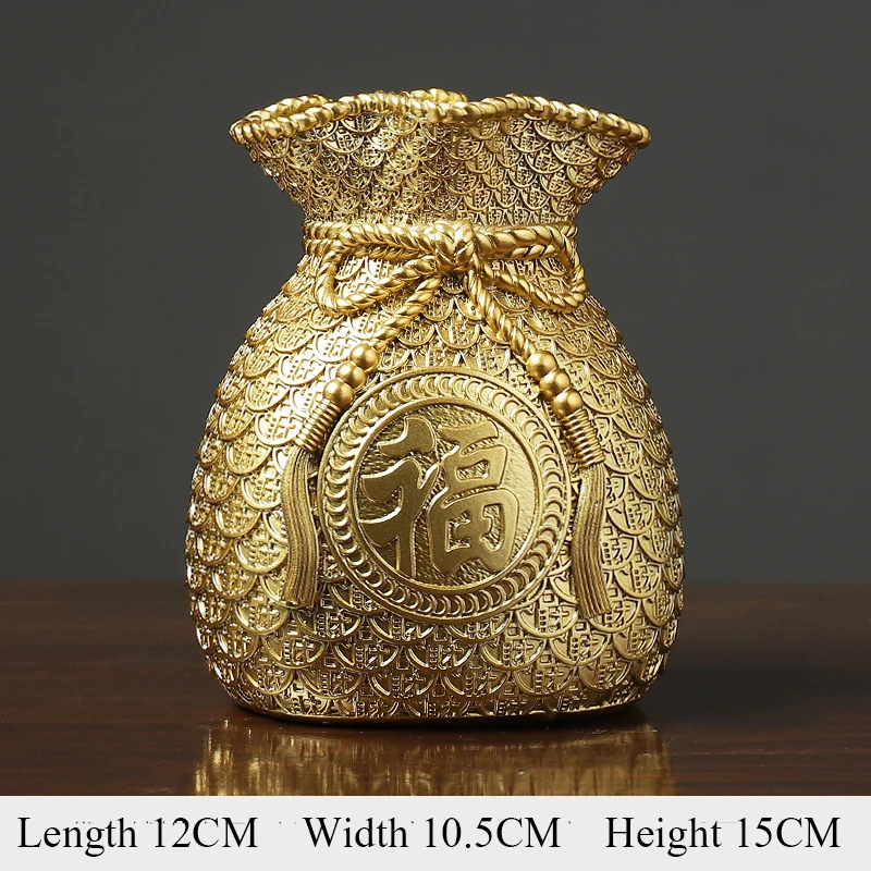

Neylend Lucky Bag Model Coin Can Resin Sculpture Ornament Desktop Trinket Handicraft Ornament Festival Gift Home Decoration