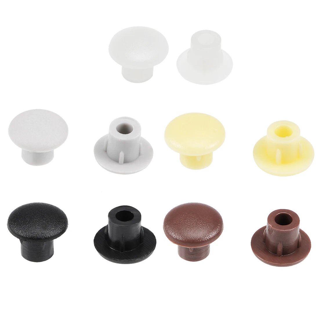 

uxcell 50/100/200Pcs Screw Cap Cover 5mm Dia. Plastic Locking Hole Plug Button Top Flush Type for Cabinet Cupboard Shelf