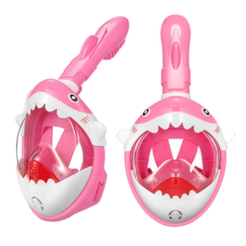 

Full Face Diving Mask Anti Fog Goggles Under Water Clear Wide Vison Pink Solid Snorkel Swimming Mask For Kid Youth
