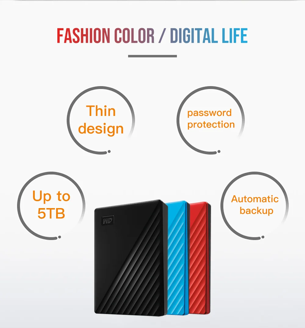 Портативный жесткий диск WD 2 ТБ 4 мой паспорт hdd 5 USB 3 0 SATA устройства для хранения