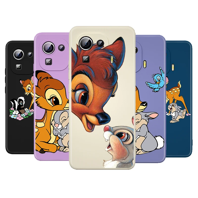 

Cute Bambi Thumper Liquid Silicone Soft Cover For Xiaomi Mi 11 Ultra 11i 11X 10 10T 10S 9 SE Pro Lite Youth Phone Case