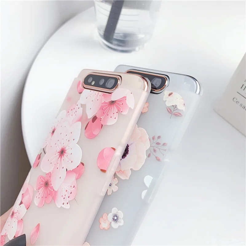 Relief Flowers Phone Case For Samsung Galaxy S8 S9 S10E S10 Lite S20 S21 FE S22 Plus Ultra A10 A20 A30 A50 A70 A80 A90 Soft Case
