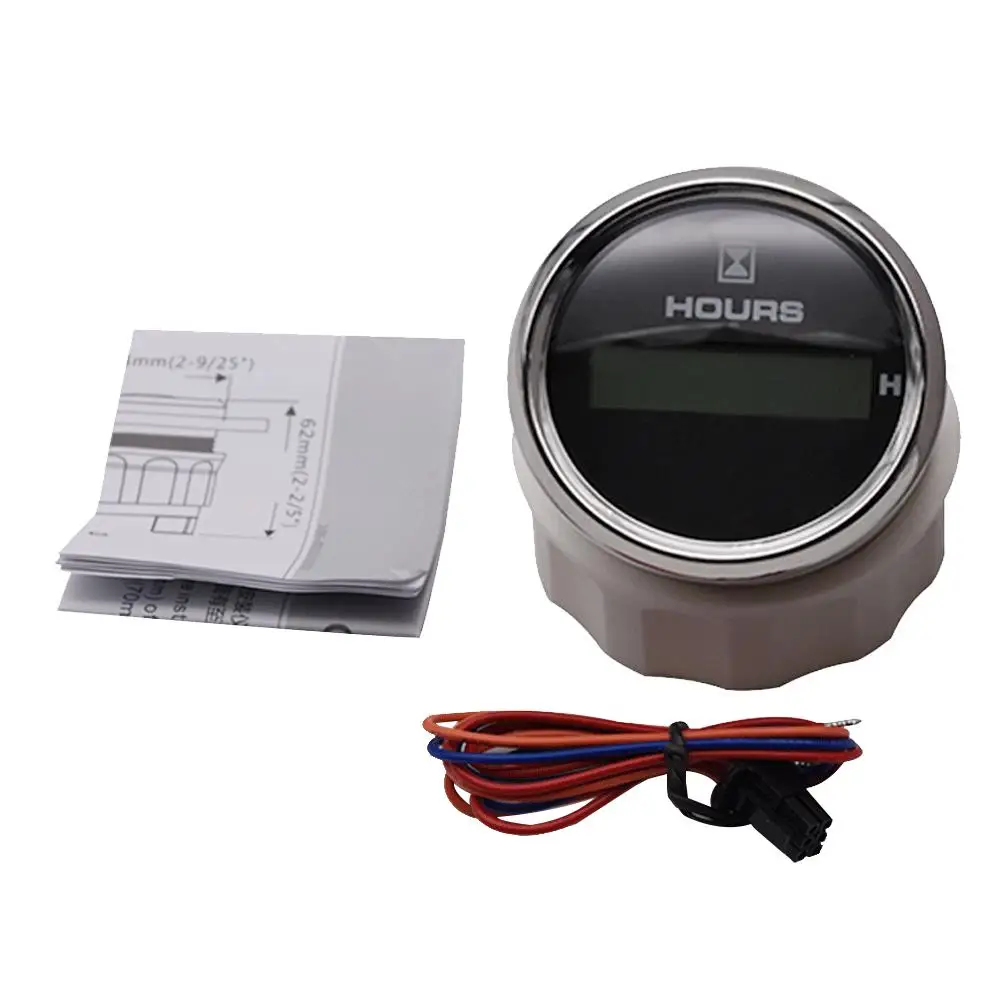 52 мм Автомобильный цифровой счетчик часов для авто морской лодки двигатель