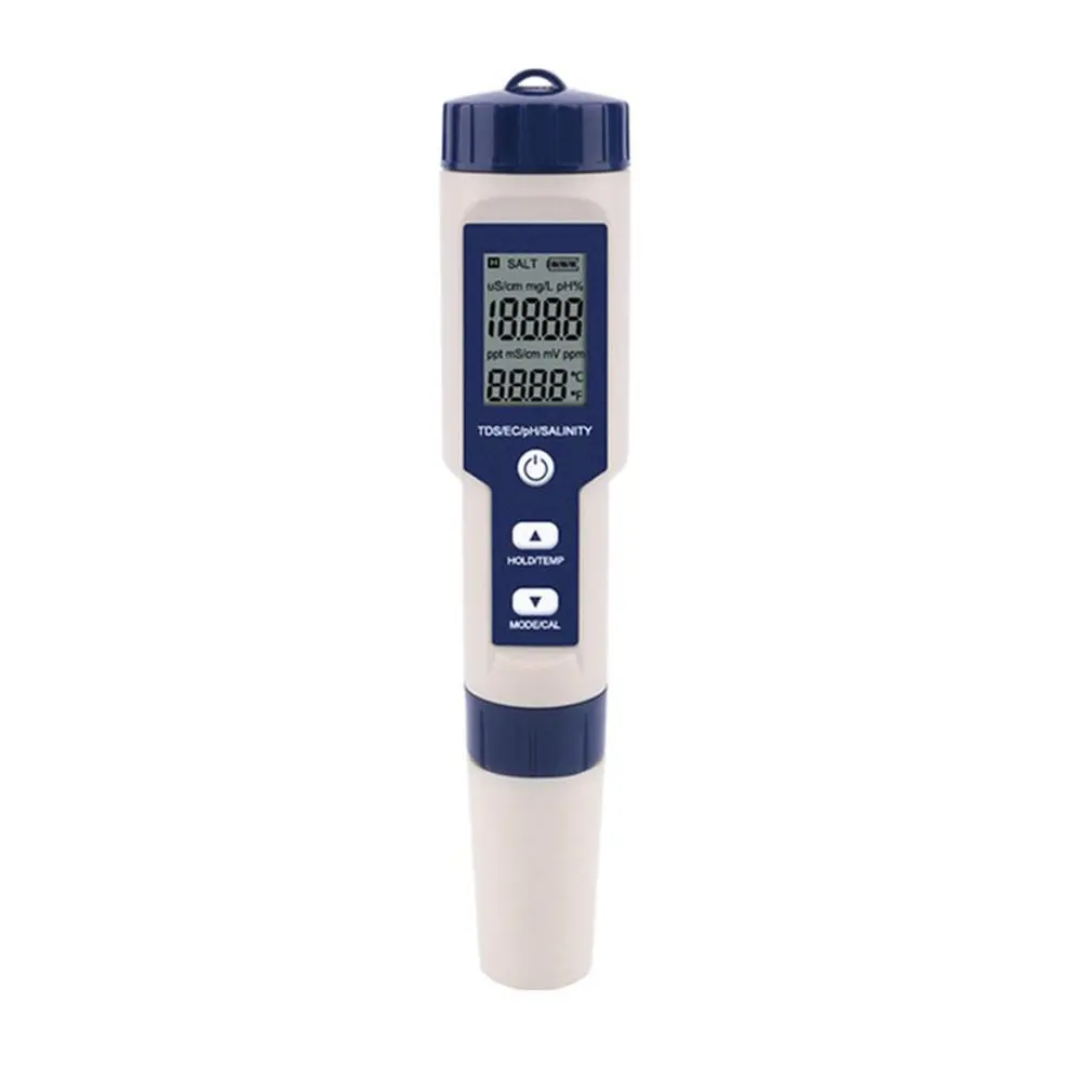 

5 In 1 TDS/EC/PH/Salinity/Temperature Meter Digital Water Quality Monitoring Tester For Pools Drinking Water Aquariums
