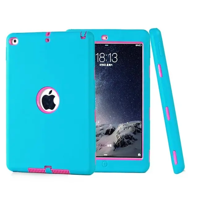 Blue Rose Для iPad Air 2( выпуск) чехол высоко-гибридное воздействие, ударопрочный 3 слоя Мягкий силикон+ жесткий чехол для ПК для iPad Air 2(A1566, A1567 - Цвет: Blue Rose