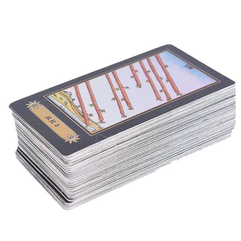 Juego de cartas de Tarot hologr&aacute;ficas para mujer, juego de mesa de Tarot brillante, versi&oacute;n en Ingl&eacute;s/chino-4