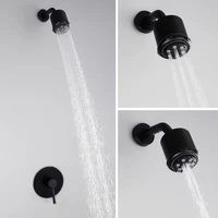 all copper concealed shower set hotel in wall shower black nozzle