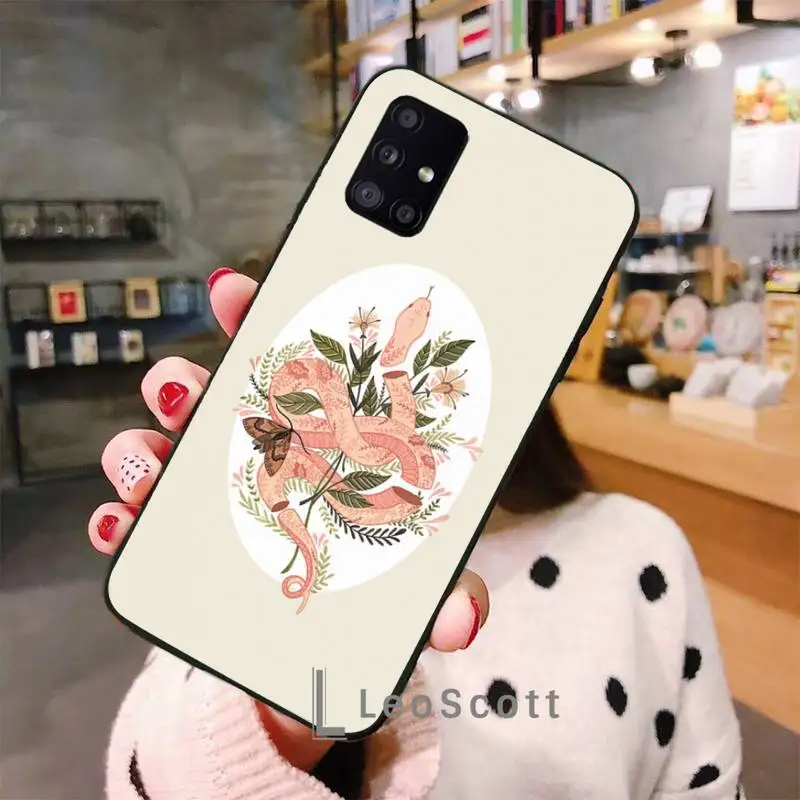 

Flower dragon snake Phone Case For Samsung A32 A51 A52 A71 A50 A12 A21S S10 S20 S21 Plus Fe Ultra