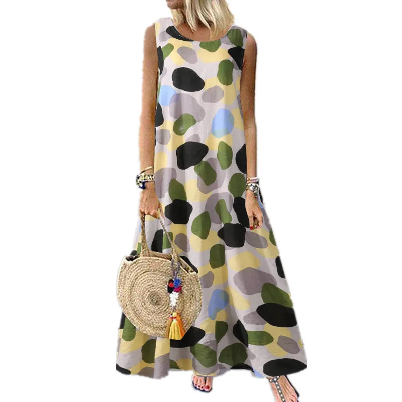 

Женский пуловер с принтом без рукавов, длинная юбка