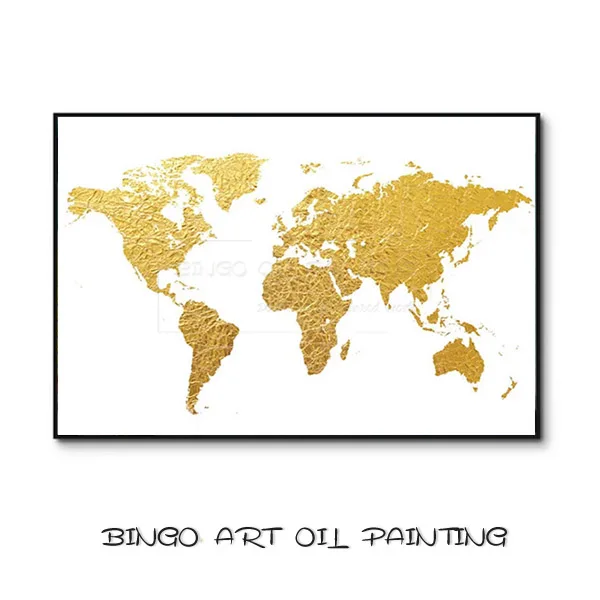 World Map Painting A Одаренный художник Ручная роспись высокое качество откидная крышка Изобразительное искусство карты мира Картина маслом специальная работа Золотая фольга карта мира Картина маслом - Цвет: World Map Painting A