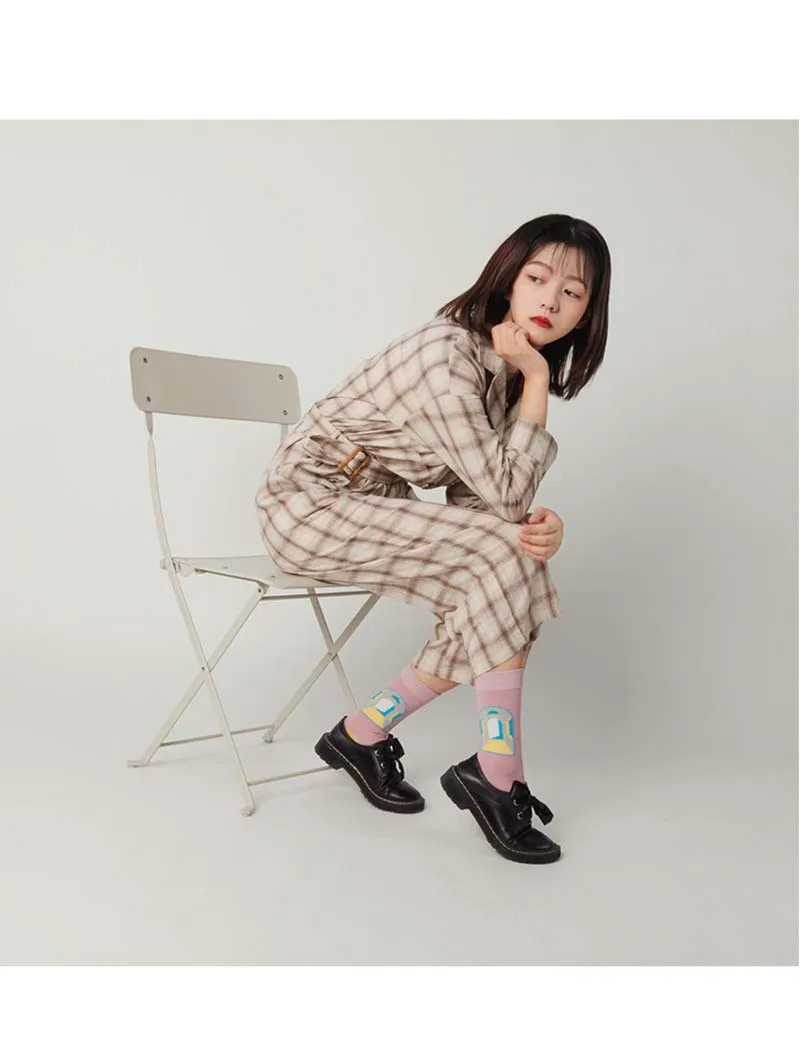 [WPLOIKJD] Harajuku/осенне-зимние модные забавные носки из чистого хлопка новинка художественная модель, носки для пар Skarpetki