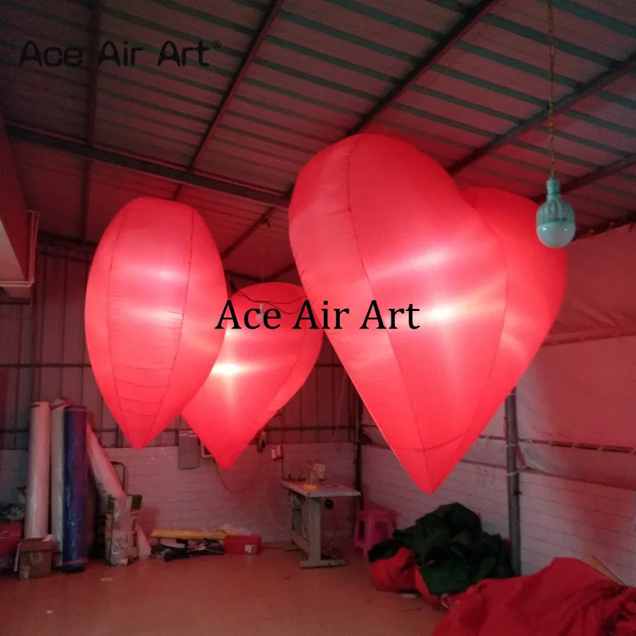 Manufacture Hanging Inflatable Red Heart/love Air blown Valentine's day decoration for Party