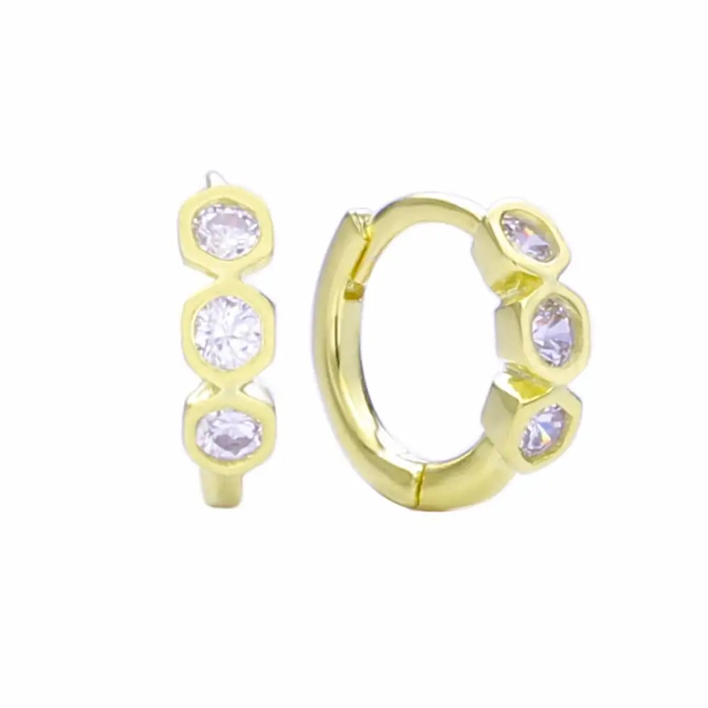 Square CZ Gold Moonmory Популярные 925 пробы серебряные серьги-кольца Huggie с радужными камнями CZ серьги для европейских женщин модные ювелирные изделия - Окраска металла: Square CZ Gold