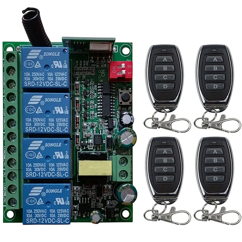 433 МГц AC110V 220V 230V 4CH 4 CH 10A реле RF беспроводной переключатель системы дистанционного