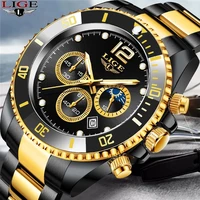 lige 2021 new sports diver clock top brand luxury men watch fashion stainless steel waterproof date quartz wristwatch for men