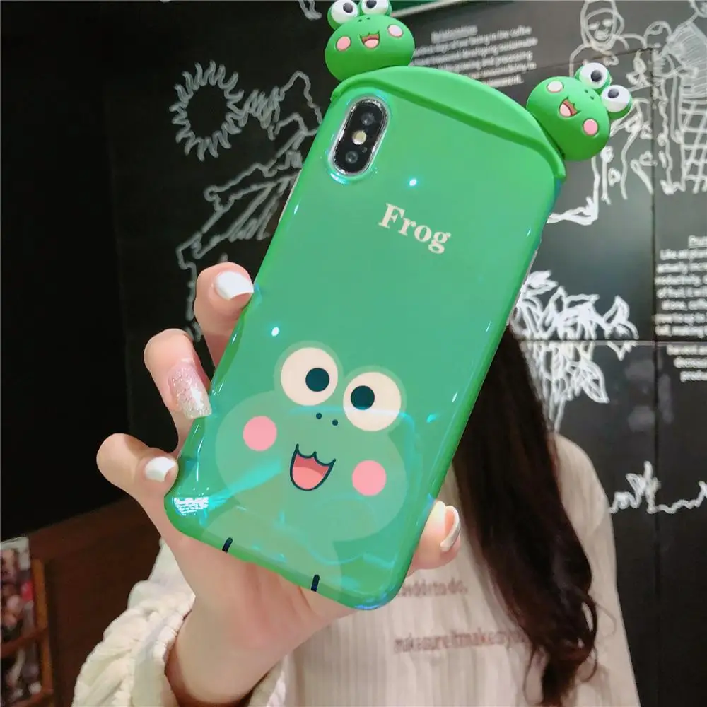 For iPhone 11 Pro MAX Cartoon Sesame Street frog Rabbit Pink Panther Blue Light IMD Case Xs XR Max X 6 6s7 8 Plus |