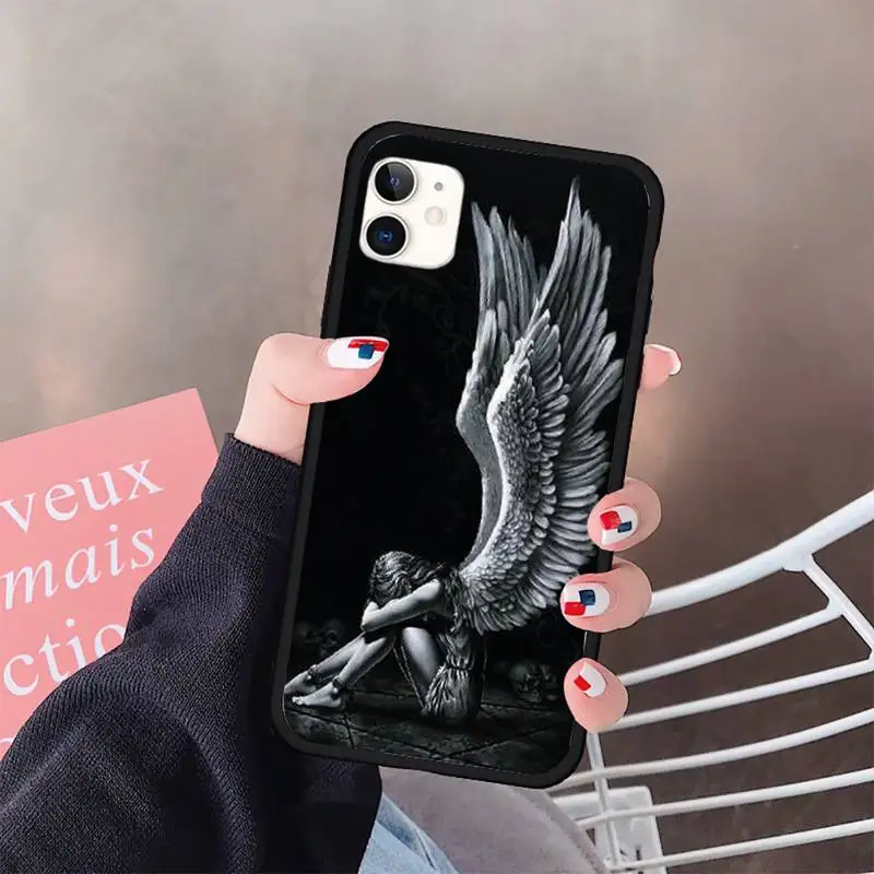

Angel devil wings art pattern Phone Case for iPhone 11 12 pro XS MAX 8 7 6 6S Plus X 5S SE 2020 XR mini luxury coque cover funda