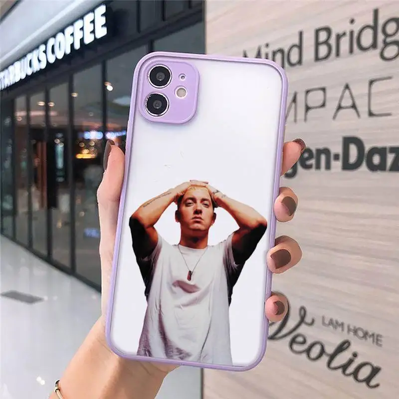 

Singer Eminem rapper Phone Case matte transparent For iphone 7 8 11 12 plus mini x xs xr pro max cover